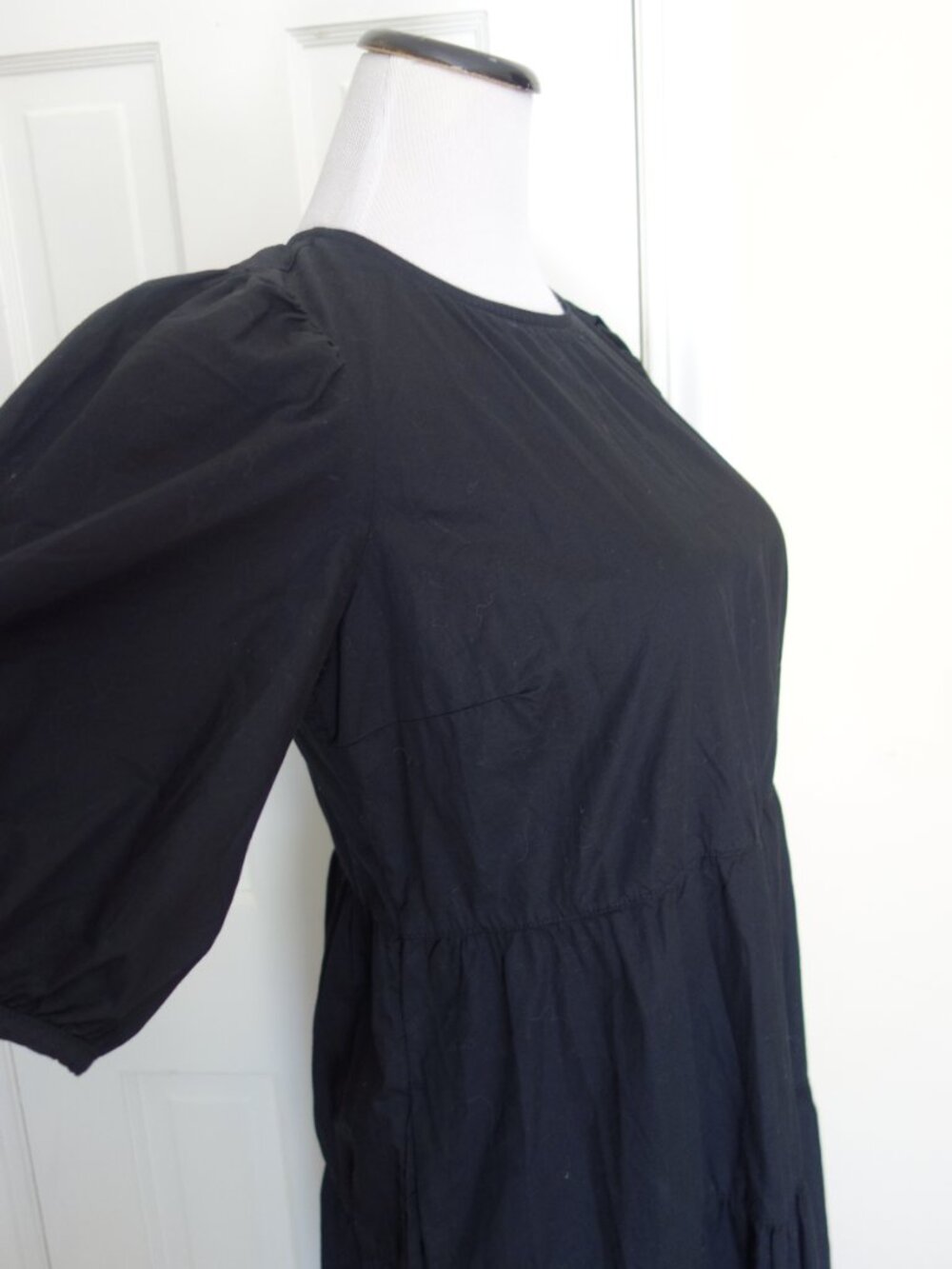 NWT OLD NAVY Black Tiered Puff Sleeve Midi Dress – Med Tall - Picture 4 of 9
